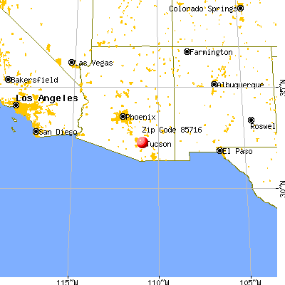Tucson, AZ (85716) map from a distance