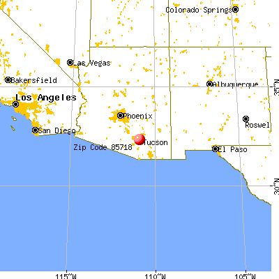 Catalina Foothills, AZ (85718) map from a distance