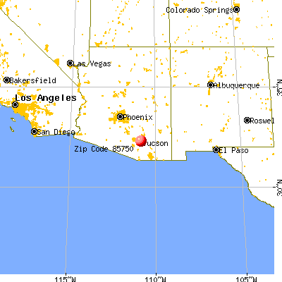 Catalina Foothills, AZ (85750) map from a distance