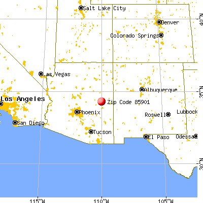 Show Low, AZ (85901) map from a distance