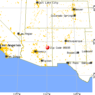 Hondah, AZ (85935) map from a distance