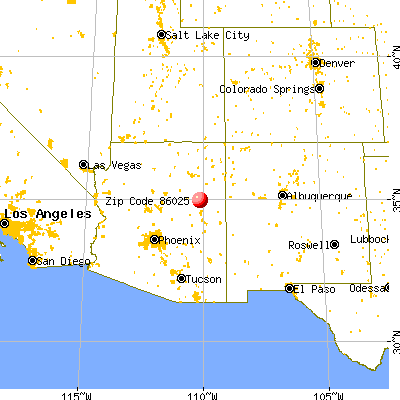 Holbrook, AZ (86025) map from a distance