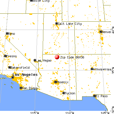 Bitter Springs, AZ (86036) map from a distance