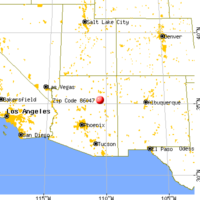 Winslow West, AZ (86047) map from a distance