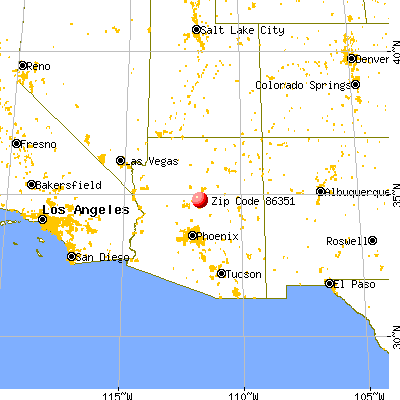 Village of Oak Creek (Big Park), AZ (86351) map from a distance