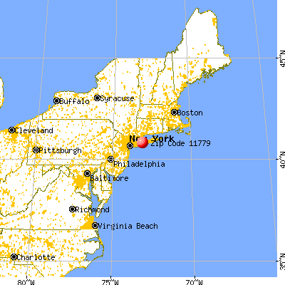 Ronkonkoma, NY (11779) map from a distance