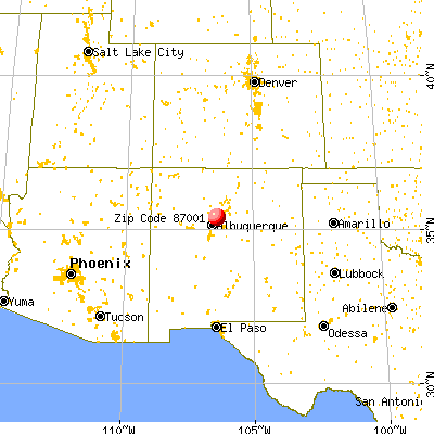 San Felipe Pueblo, NM (87001) map from a distance