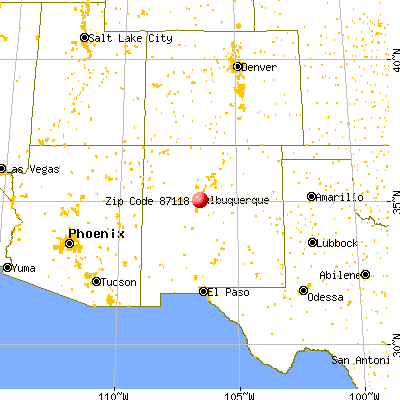 Albuquerque, NM (87118) map from a distance