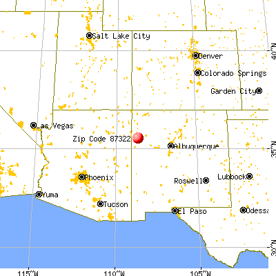 Gallup, NM (87322) map from a distance