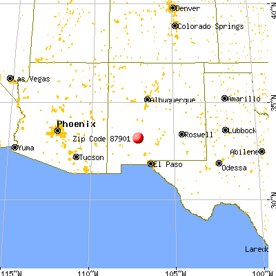 Truth or Consequences, NM (87901) map from a distance