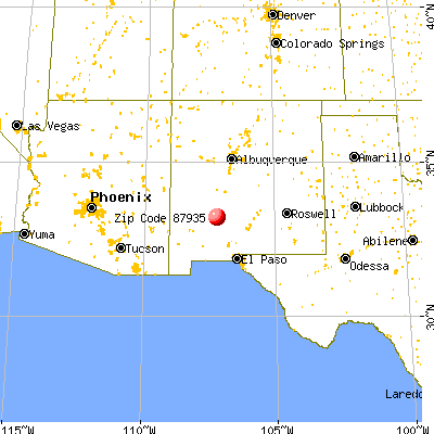 Truth or Consequences, NM (87935) map from a distance