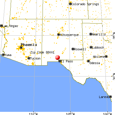 Las Cruces, NM (88001) map from a distance