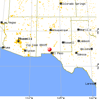 Las Cruces, NM (88005) map from a distance