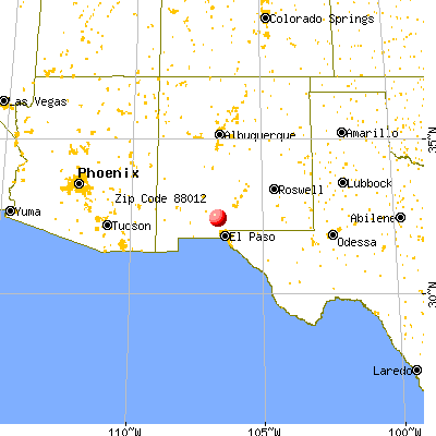 Las Cruces, NM (88012) map from a distance