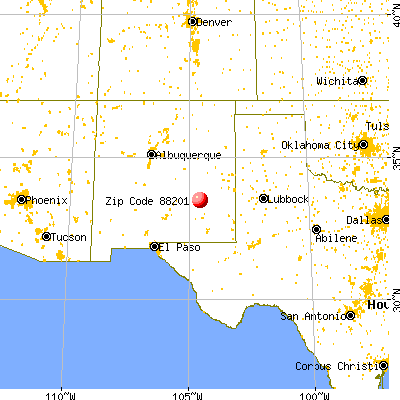 Roswell, NM (88201) map from a distance