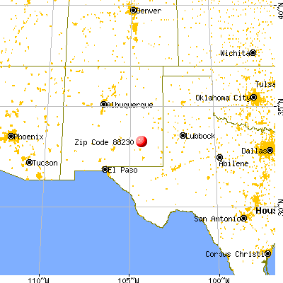 Dexter, NM (88230) map from a distance