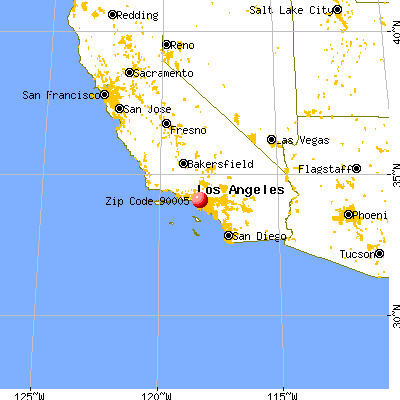 Los Angeles, CA (90005) map from a distance