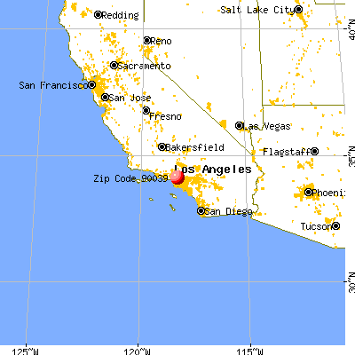 Los Angeles, CA (90039) map from a distance