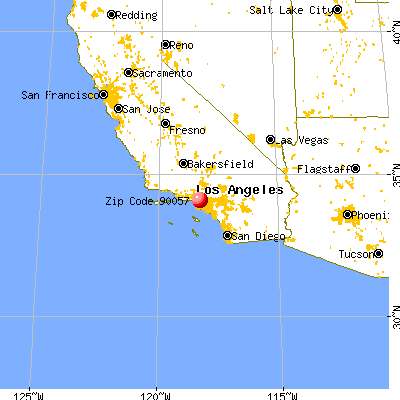Los Angeles, CA (90057) map from a distance