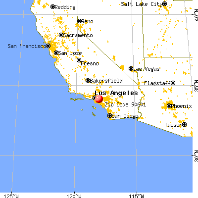 Whittier, CA (90601) map from a distance
