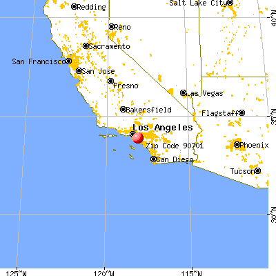 Artesia, CA (90701) map from a distance