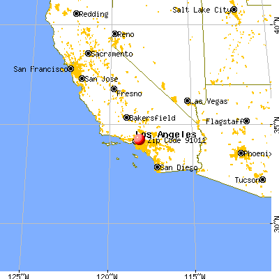 La Canada Flintridge, CA (91011) map from a distance
