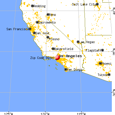 Los Angeles, CA (91040) map from a distance