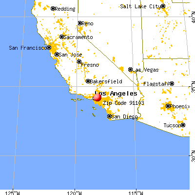 Pasadena, CA (91103) map from a distance