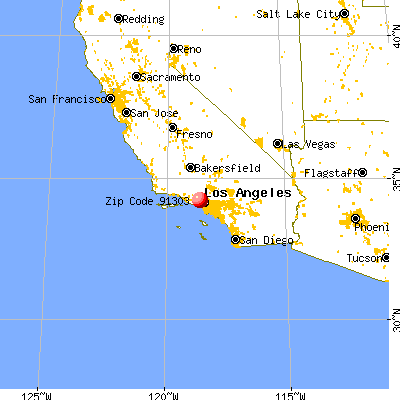Los Angeles, CA (91303) map from a distance