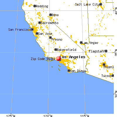 Los Angeles, CA (91311) map from a distance