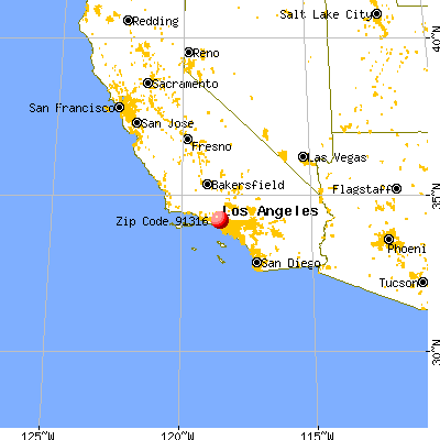 Los Angeles, CA (91316) map from a distance