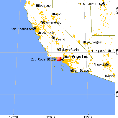 Thousand Oaks, CA (91320) map from a distance