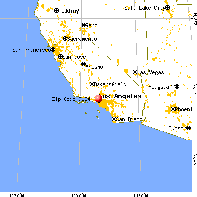 San Fernando, CA (91340) map from a distance