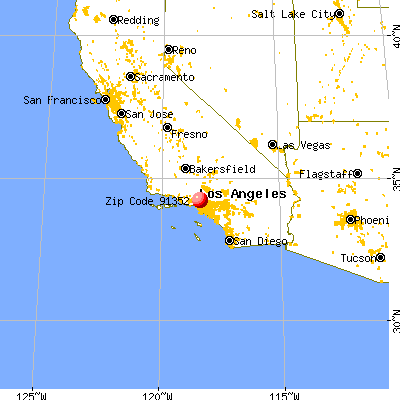 Los Angeles, CA (91352) map from a distance