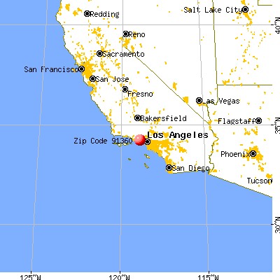 Thousand Oaks, CA (91360) map from a distance