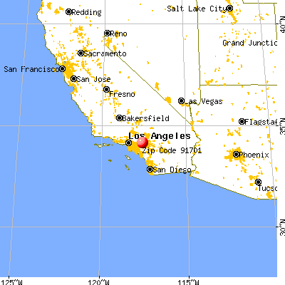 Rancho Cucamonga, CA (91701) map from a distance