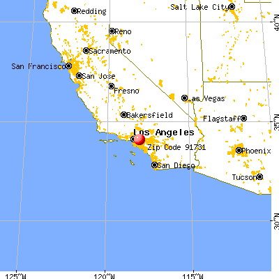 El Monte, CA (91731) map from a distance