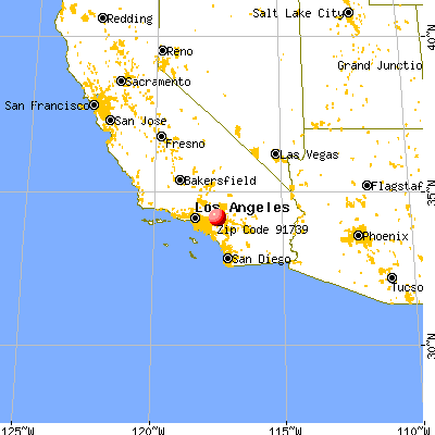 Rancho Cucamonga, CA (91739) map from a distance