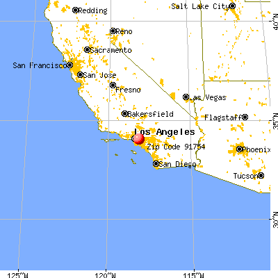 Monterey Park, CA (91754) map from a distance