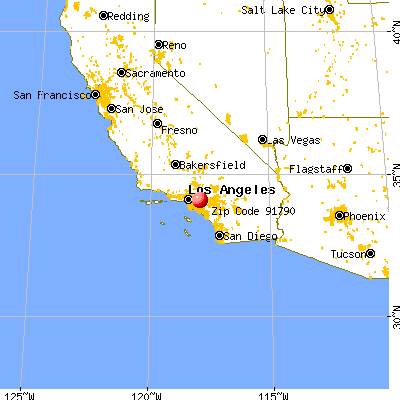 West Covina, CA (91790) map from a distance