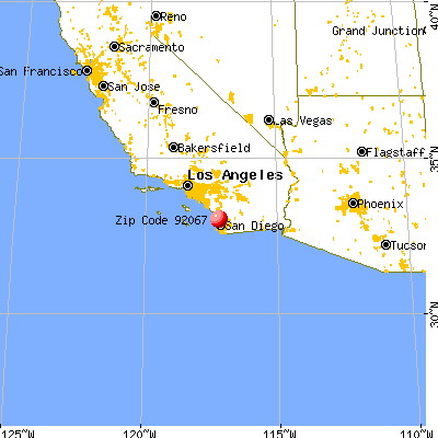 Rancho Santa Fe, CA (92067) map from a distance