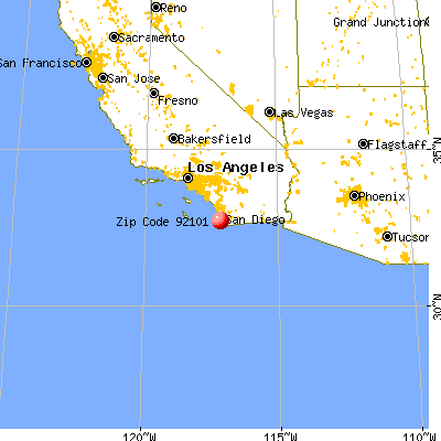 San Diego, CA (92101) map from a distance
