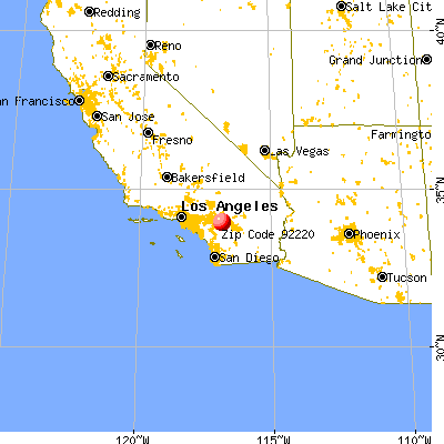 Banning, CA (92220) map from a distance