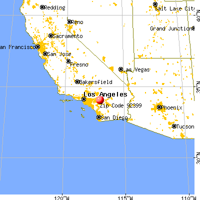 Yucaipa, CA (92399) map from a distance