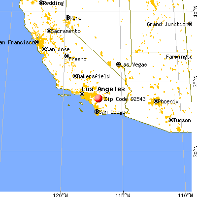 Hemet, CA (92543) map from a distance