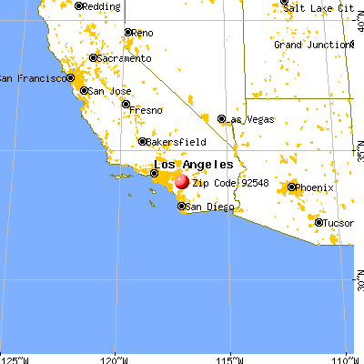 Homeland, CA (92548) map from a distance