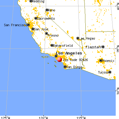 Costa Mesa, CA (92626) map from a distance