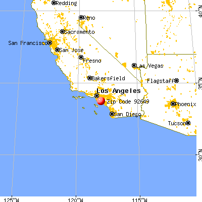 Huntington Beach, CA (92649) map from a distance