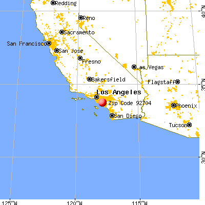 Santa Ana, CA (92704) map from a distance