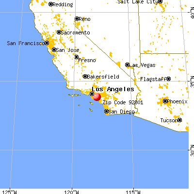 Anaheim, CA (92801) map from a distance